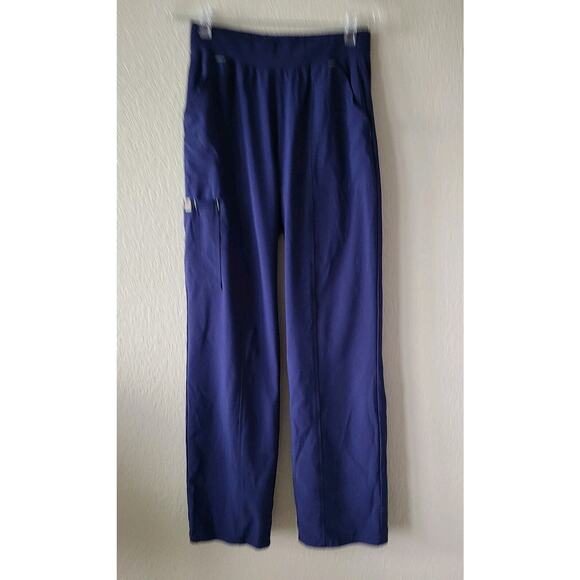 Scrub Star Women's Small 24.5 X 29.5 Scrub Pants Elastic Waist Pockets Blue Logo - Picture 1 of 10